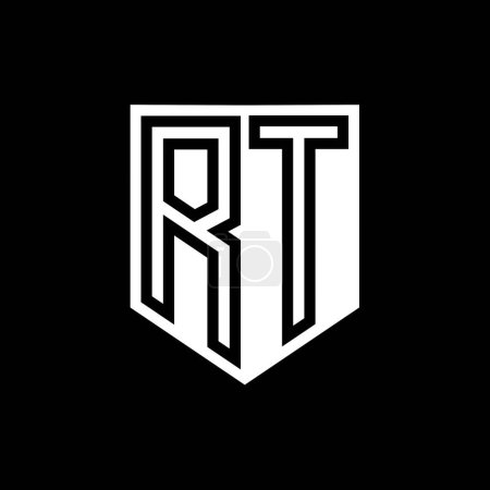 Téléchargez les photos : RT lettre logo monogramme bouclier ligne géométrique à l'intérieur modèle de conception de style bouclier - en image libre de droit
