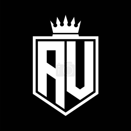 Foto de Logo AV Letter Monograma en negrita forma geométrica escudo con contorno de la corona plantilla de diseño de estilo blanco y negro - Imagen libre de derechos