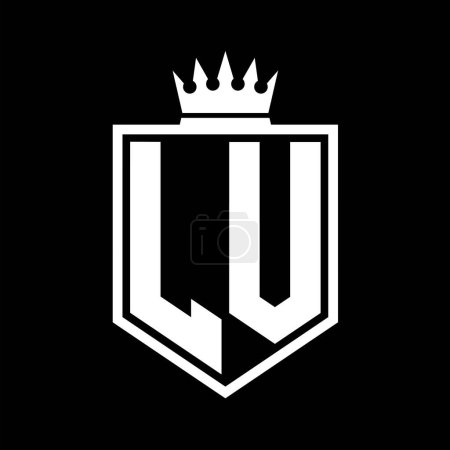 Foto de LV Carta Logo monograma en negrita forma geométrica escudo con el contorno de la corona plantilla de diseño de estilo blanco y negro - Imagen libre de derechos
