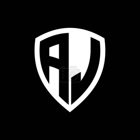 AJ-Monogramm-Logo mit fetten Buchstaben Schildform mit schwarz-weißer Farbdesign-Vorlage