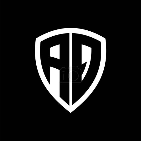 AQ-Monogramm-Logo mit fetten Buchstaben Schildform mit schwarzer und weißer Farbdesign-Vorlage