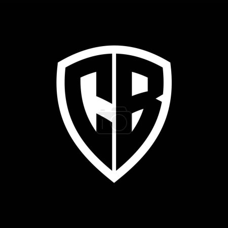 CB-Monogramm-Logo mit fetten Buchstaben Schildform mit schwarzer und weißer Farbdesign-Vorlage