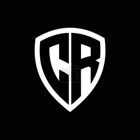 CR logo monogramme avec des lettres audacieuses forme de bouclier avec modèle de conception de couleur noir et blanc