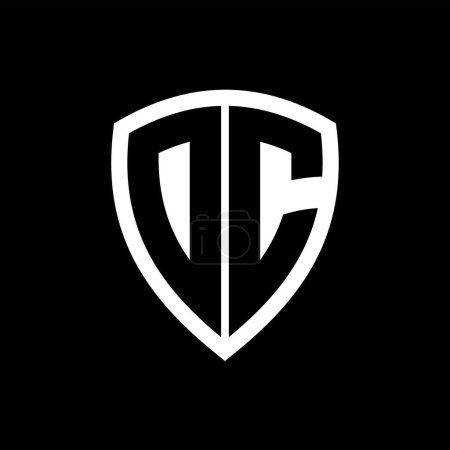 DC monogram logo with bold letters shield shape with black and white color design template