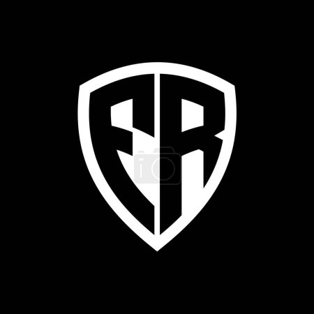 FR-Monogramm-Logo mit fetten Buchstaben Schildform mit schwarz-weißer Farbdesign-Vorlage