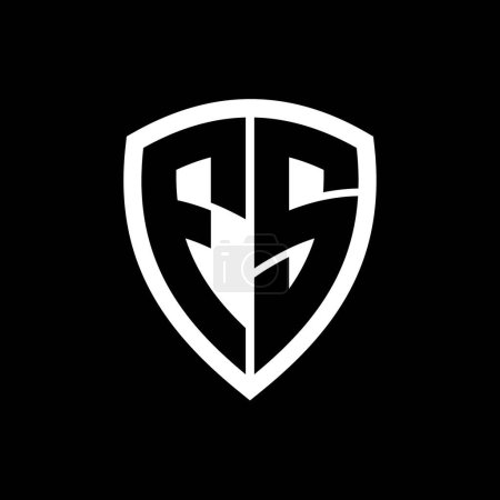 Logotipo del monograma FS con forma de escudo de letras en negrita con plantilla de diseño de color blanco y negro