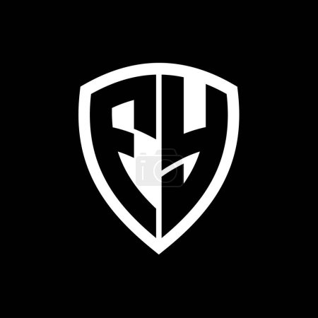 Foto de Logo monograma FY con forma de escudo de letras en negrita con plantilla de diseño de color blanco y negro - Imagen libre de derechos