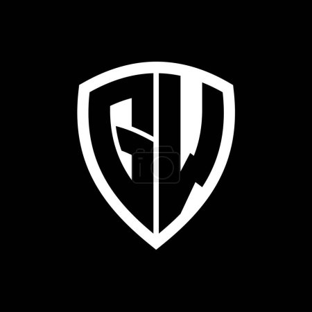 GW monogram logo with bold letters shield shape with black and white color design template