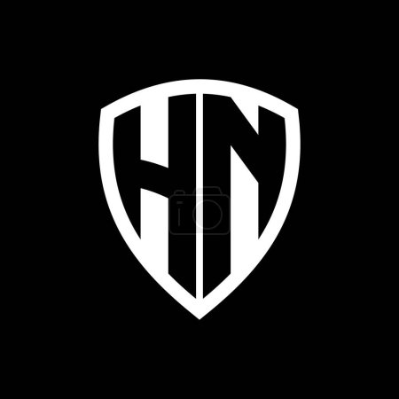 HN-Monogramm-Logo mit fetten Buchstaben Schildform mit schwarzer und weißer Farb-Design-Vorlage