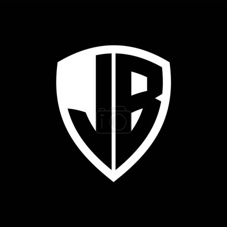 JB monogram logo with bold letters shield shape with black and white color design template