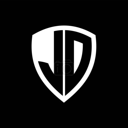 Foto de Logo monograma JD con forma de escudo de letras en negrita con plantilla de diseño de color blanco y negro - Imagen libre de derechos