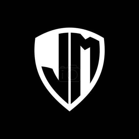 JM monogram logo with bold letters shield shape with black and white color design template