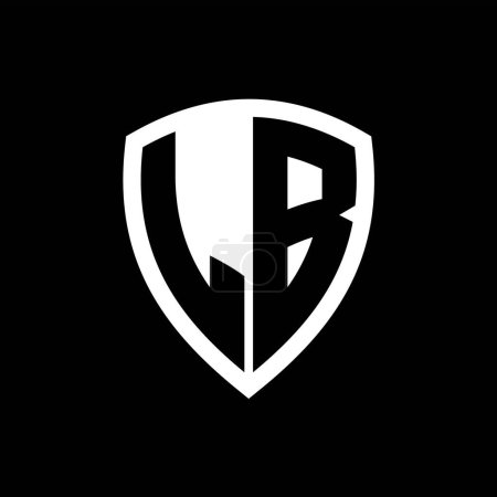 Logo monogramme LB avec lettres audacieuses forme de bouclier avec modèle de conception de couleur noir et blanc