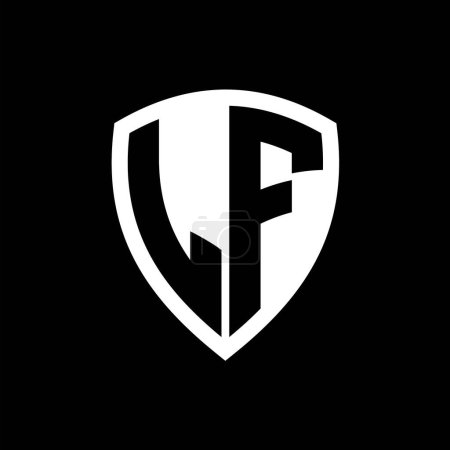 LF-Monogramm-Logo mit fetten Buchstaben Schildform mit schwarz-weißer Farbdesign-Vorlage