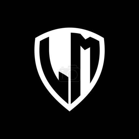 Logotipo de monograma LM con forma de escudo de letras en negrita con plantilla de diseño de color blanco y negro