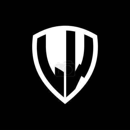 Logotipo de monograma LW con forma de escudo de letras en negrita con plantilla de diseño de color blanco y negro