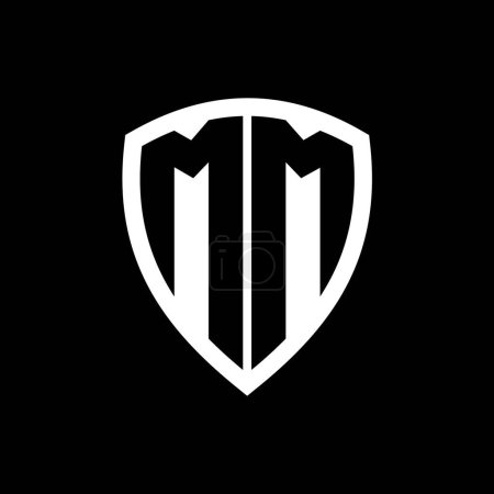 MM monogram logo with bold letters shield shape with black and white color design template