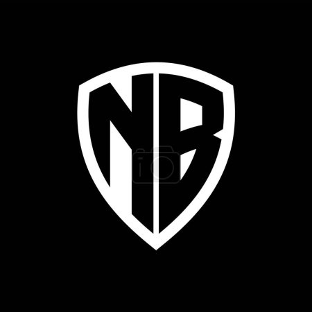 Foto de Logo monograma NB con forma de escudo de letras en negrita con plantilla de diseño de color blanco y negro - Imagen libre de derechos