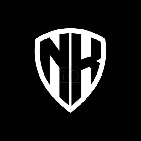 NK monogram logo with bold letters shield shape with black and white color design template