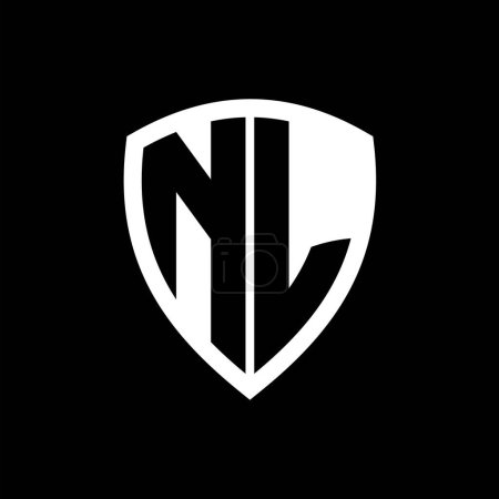 NL logo monogramme avec des lettres audacieuses forme de bouclier avec modèle de conception de couleur noir et blanc