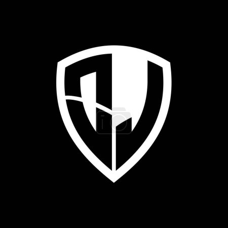 Logo monograma DO con forma de escudo de letras en negrita con plantilla de diseño de color blanco y negro