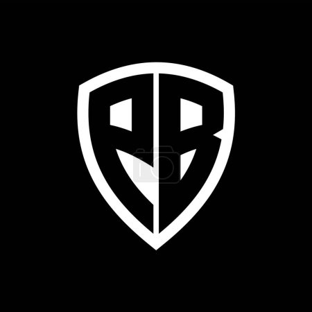 Logo monograma PB con forma de escudo de letras en negrita con plantilla de diseño de color blanco y negro
