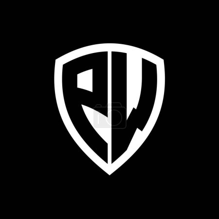 PW monogram logo with bold letters shield shape with black and white color design template