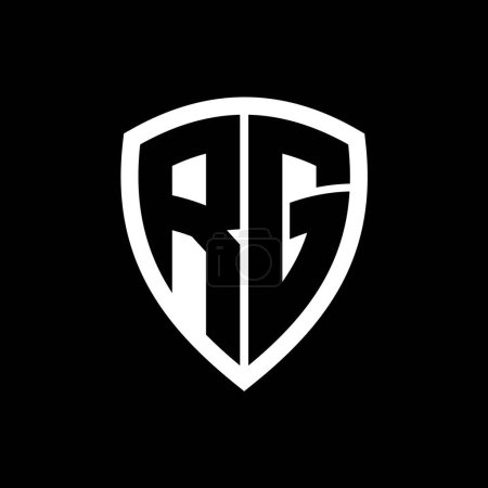 RG monogram logo with bold letters shield shape with black and white color design template