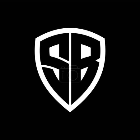 Logo SB monograma con forma de escudo de letras en negrita con plantilla de diseño de color blanco y negro