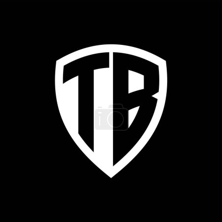 TB-Monogramm-Logo mit fetten Buchstaben Schildform mit schwarz-weißer Farbdesign-Vorlage