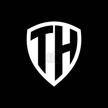 Téléchargez les photos : TH logo monogramme avec des lettres audacieuses forme de bouclier avec modèle de conception de couleur noir et blanc - en image libre de droit