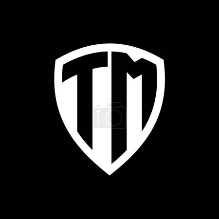 TM monogram logo with bold letters shield shape with black and white color design template