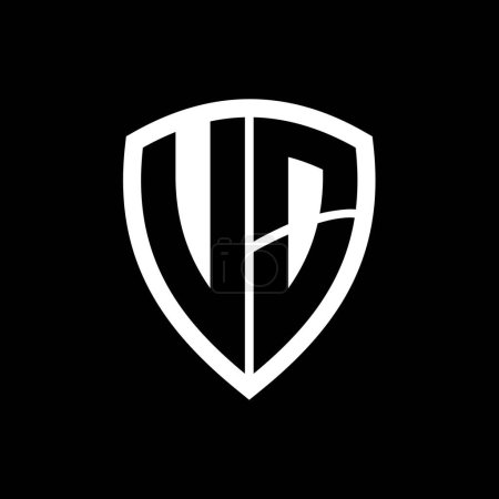 UO monogram logo with bold letters shield shape with black and white color design template