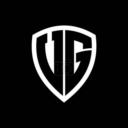 Logo monogramme VG avec lettres audacieuses forme de bouclier avec modèle de conception de couleur noir et blanc