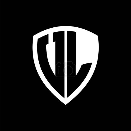 VL-Monogramm-Logo mit fetten Buchstaben Schildform mit schwarz-weißer Farbdesign-Vorlage