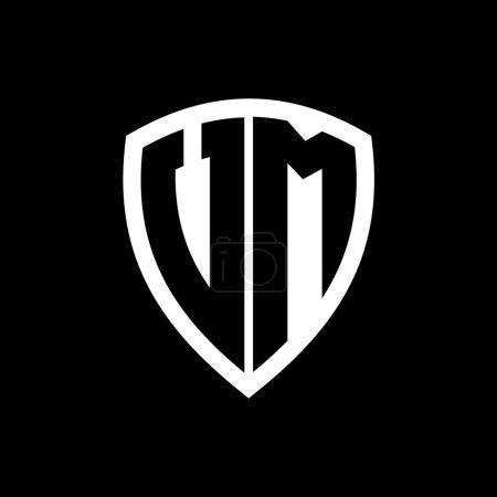 VM monogram logo with bold letters shield shape with black and white color design template