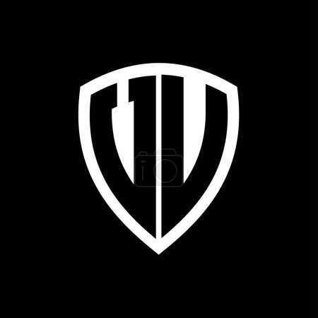 VU monogram logo with bold letters shield shape with black and white color design template