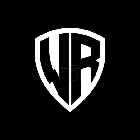WR monogram logo with bold letters shield shape with black and white color design template