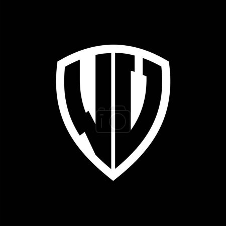 WV monogram logo with bold letters shield shape with black and white color design template