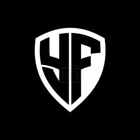 YF-Monogramm-Logo mit fetten Buchstaben Schildform mit schwarz-weißer Farbdesign-Vorlage