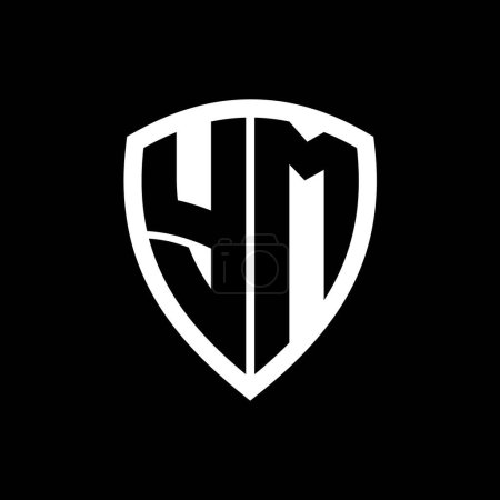 YM Monogramm-Logo mit fetten Buchstaben Schildform mit schwarzer und weißer Farbdesign-Vorlage