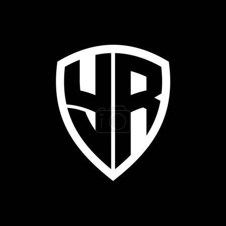 YR-Monogramm-Logo mit fetten Buchstaben Schildform mit schwarz-weißer Farbdesign-Vorlage