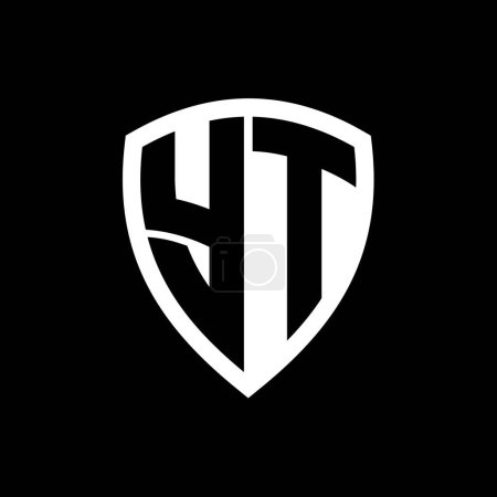 YT monogram logo with bold letters shield shape with black and white color design template