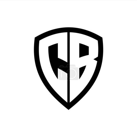Logo monograma CB con forma de escudo de letras en negrita con plantilla de diseño de color blanco y negro