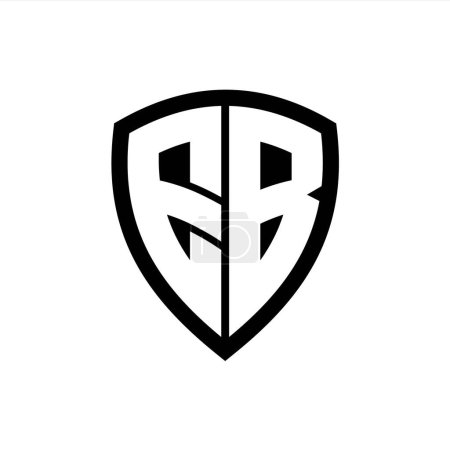 Logo monograma EB con forma de escudo de letras en negrita con plantilla de diseño de color blanco y negro