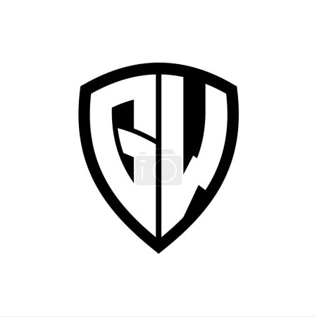 GW monogram logo with bold letters shield shape with black and white color design template