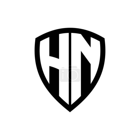 HN-Monogramm-Logo mit fetten Buchstaben Schildform mit schwarzer und weißer Farb-Design-Vorlage