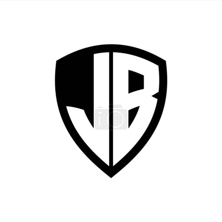 JB monogram logo with bold letters shield shape with black and white color design template