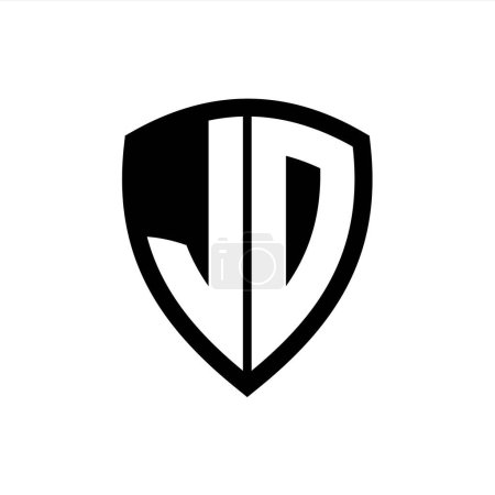 Foto de Logo monograma JD con forma de escudo de letras en negrita con plantilla de diseño de color blanco y negro - Imagen libre de derechos