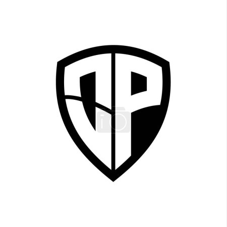 Foto de Logo monograma OP con forma de escudo de letras en negrita con plantilla de diseño de color blanco y negro - Imagen libre de derechos